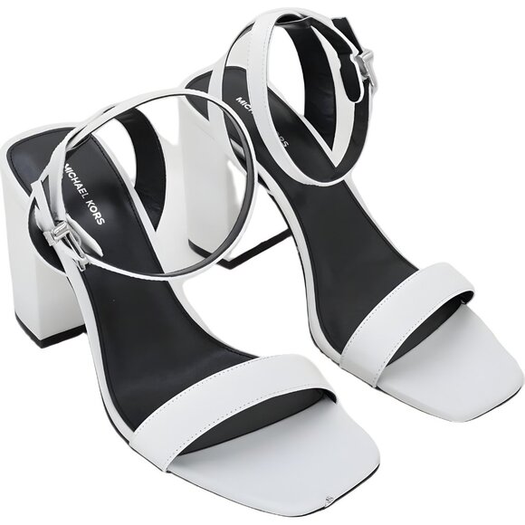 Michael Kors Merriam ankle-strap block heel sandals Optic White US 9M - Picture 4 of 6